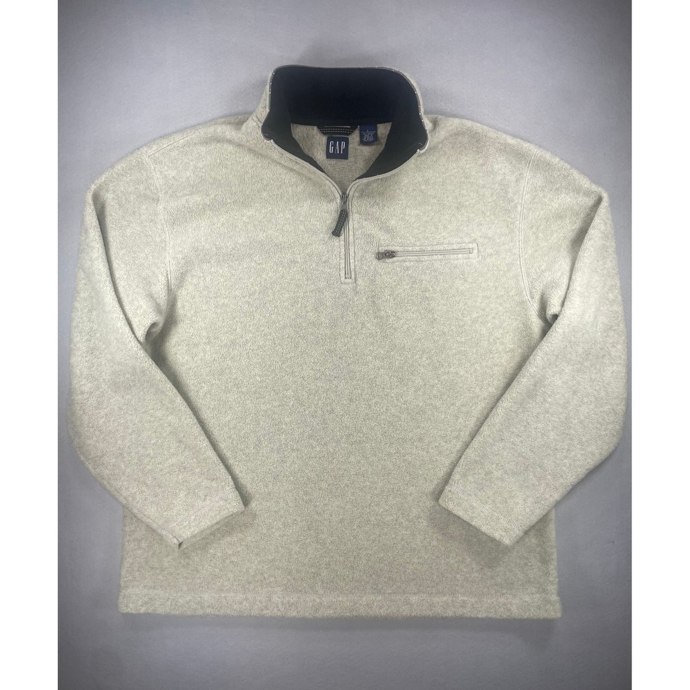 Gap Athletic‎ Mens Quarter Zip Fleece Pullover Gray L
